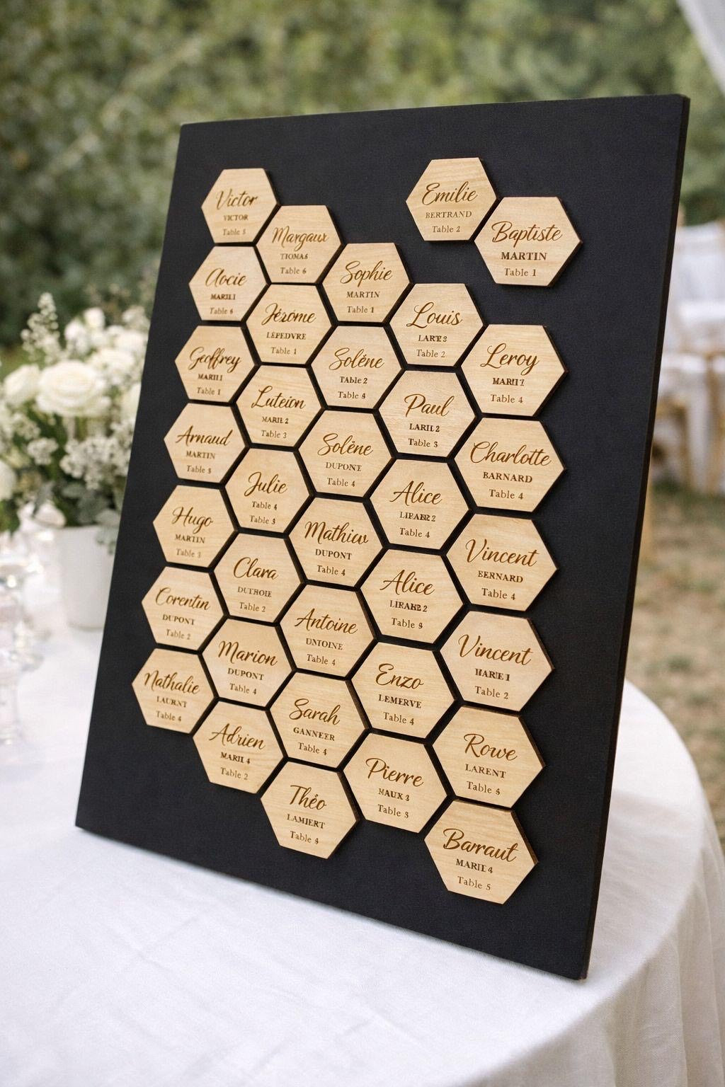 Plan de table personnalisé - Nid d'abeille -