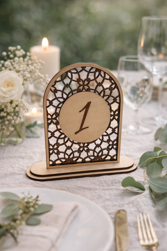 Numéro de table double bois et ajouré