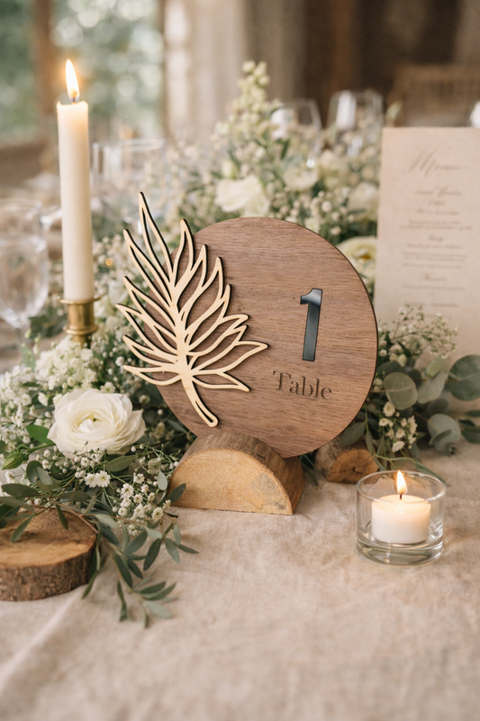 Numéro de table mariage en bois
