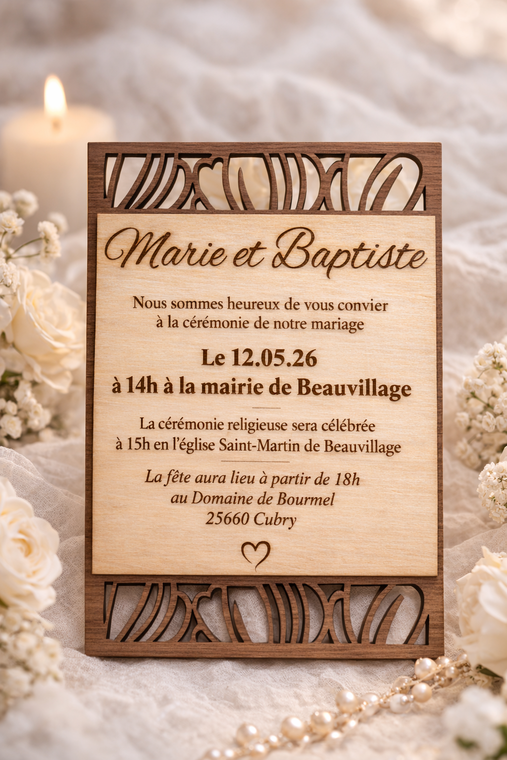 Faire part bois superposés