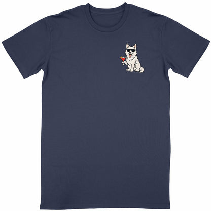 T-shirt unisexe chien et cocktail - face_bleumarine
