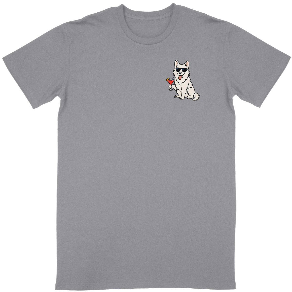 T-shirt unisexe chien et cocktail - face_gris
