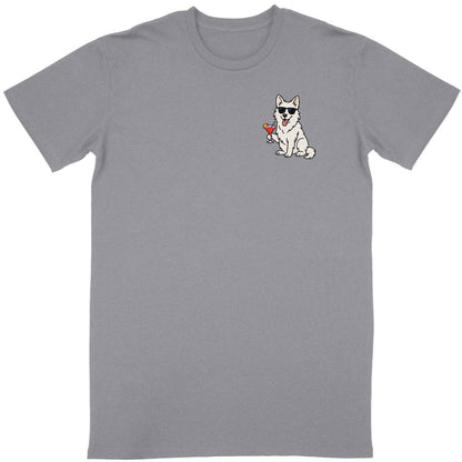 T-shirt unisexe chien et cocktail - face_gris