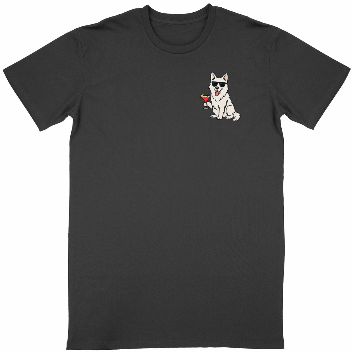 T-shirt unisexe chien et cocktail - face_noir